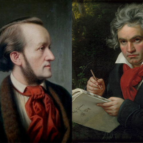 Richard Wagner von Cäsar Willich, © Stadtgeschichtliches Museum Leipzig / Joseph Karl Stieler, Beethoven mit dem Manuskript der Missa solemnis, © Beethoven-Haus Bonn, Sammlung H.C. Bodmer